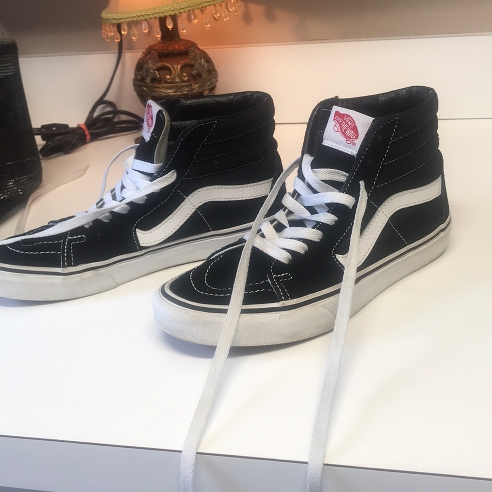 Black and White Hightop Vans Shoe